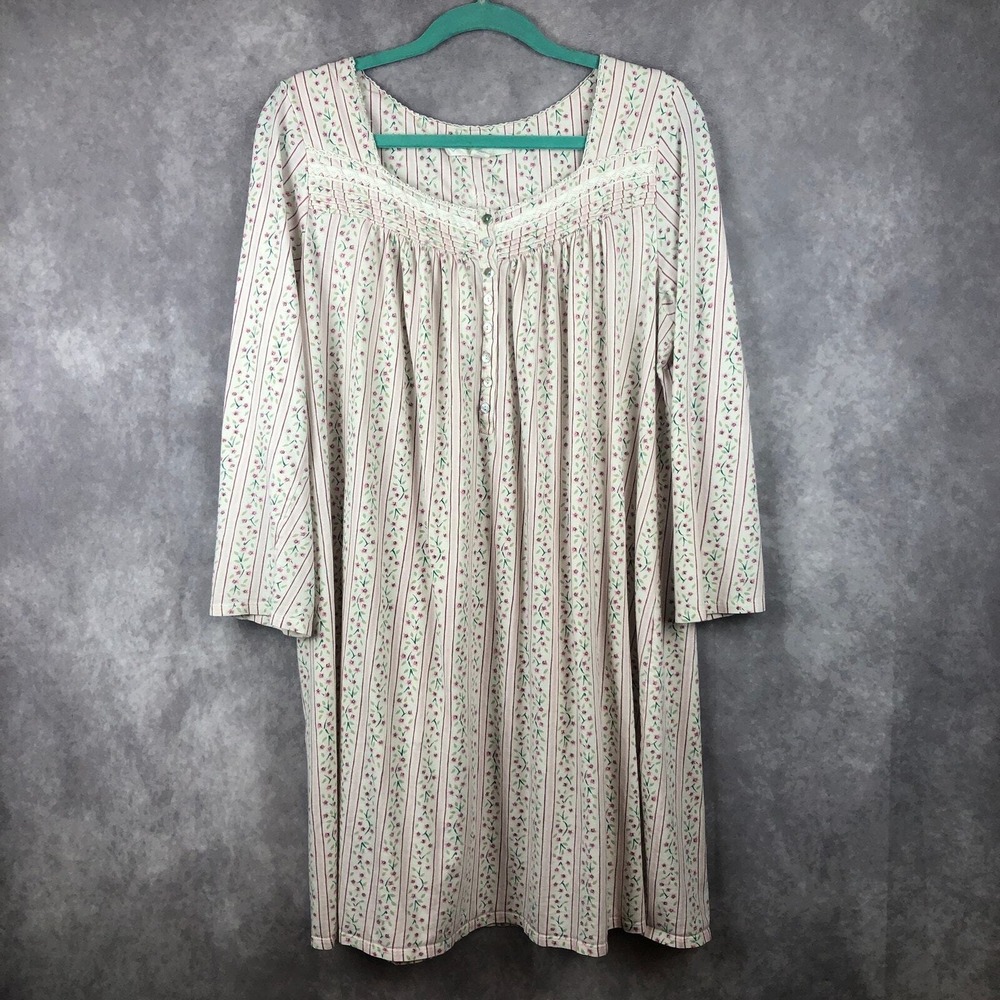 Eileen West Nightgown Womens Medium Floral Pima Cotton Modest Cottage Core